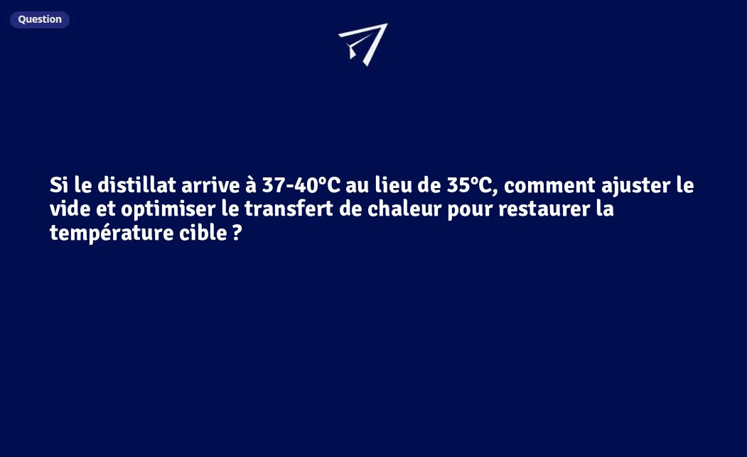 Si le distillat arrive à 37-40°C au lieu de 35°C, comment ajuster le ...