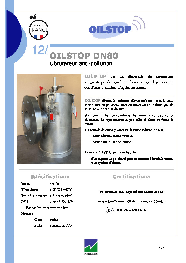 Brochure 12 vanne oilstop dn80 2515b (fr) Nereides