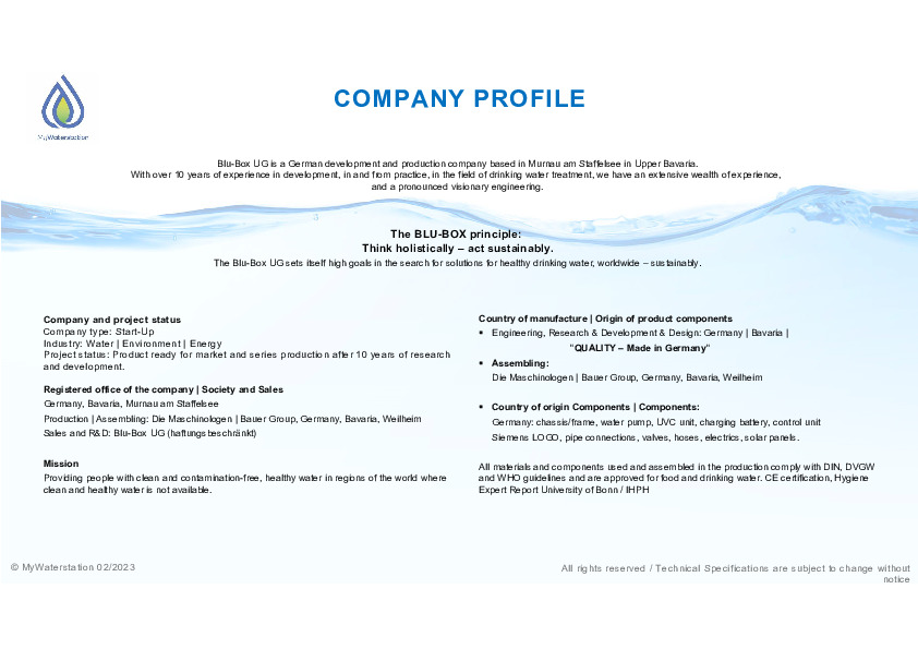 Brochure Mywaterstation company profile engl_03_2023 compress Blu box FranceEnvironnement