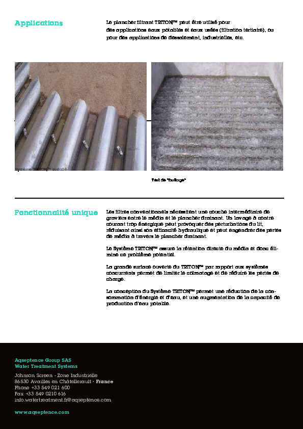 Brochure Ps johnsonsysteme tritonfrl Johnson screens sas FranceEnvironnement