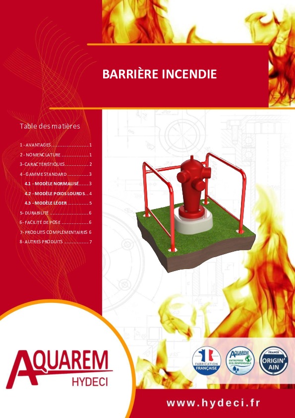 Image du document pdf : fiche produit Barrière incendie AQUAREM-HYDECI  