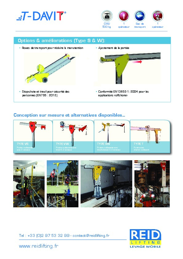 Brochure - Fiche technique et configurations reid t-davit - Reid ...