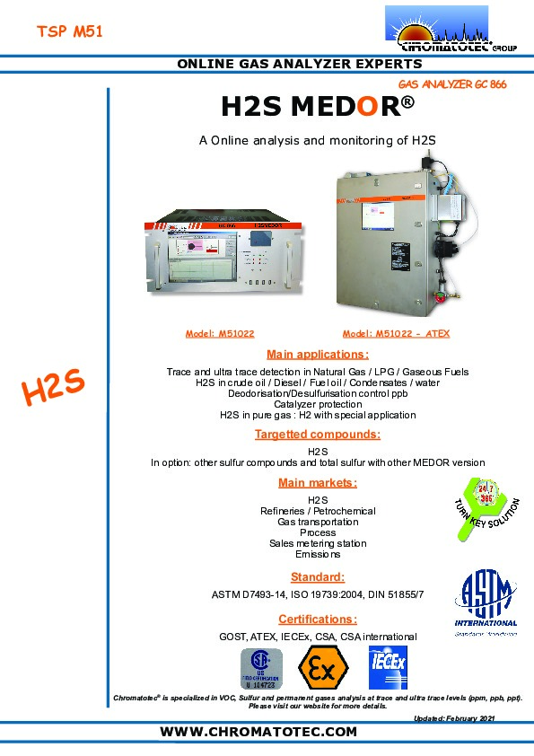 Brochure Tsp_m51_h2s medor Chromatotec FranceEnvironnement