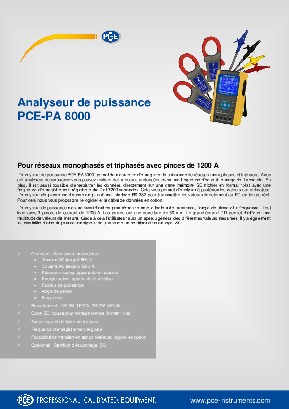 Brochure Pcepa8000 Pce instruments france eurl FranceEnvironnement