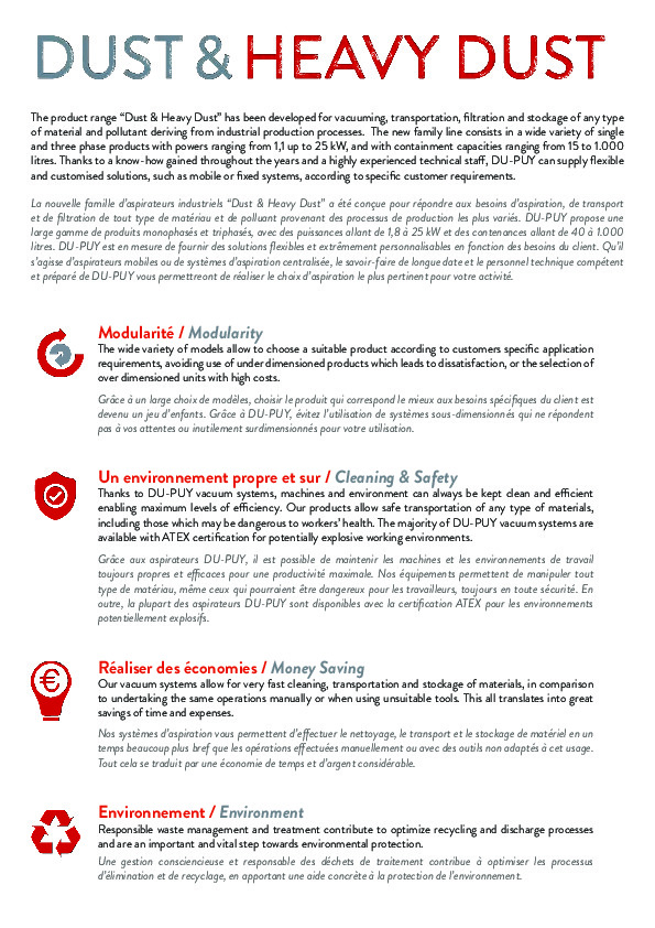 Dust Pdf Brochure - Dust_heavy_dust_fr - Dupuy vacuums - FranceEnvironnement