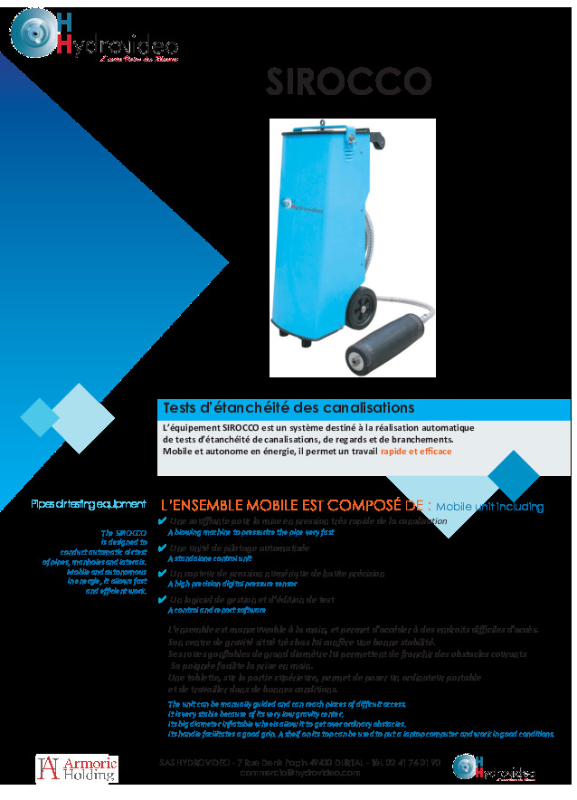 Brochure - Documentation sirocco.pdf - Sas hydrovideo - FranceEnvironnement