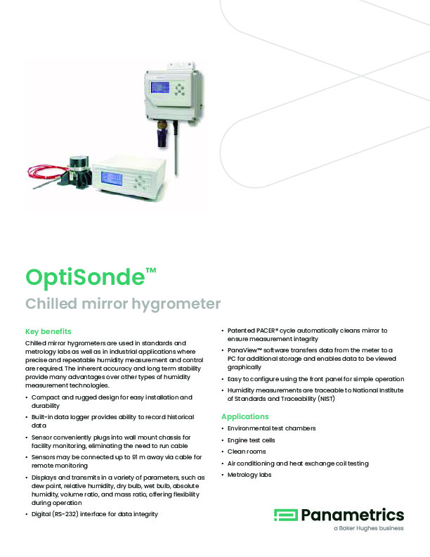 Brochure Optisondechilledmirrorhygrometer Panametrics baker
