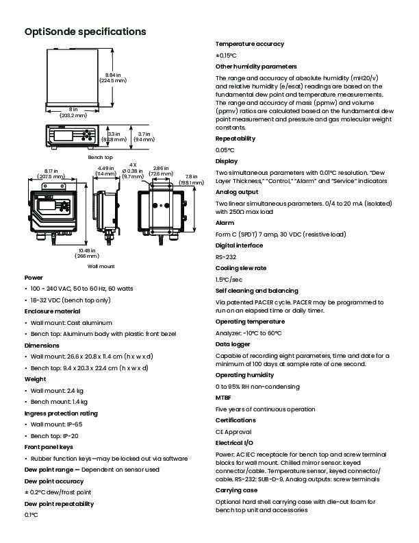 Brochure Optisondechilledmirrorhygrometer Panametrics baker
