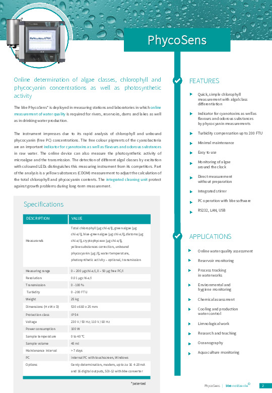 Brochure - Bionef -bbe_phyco-series_brochure - Bionef - FranceEnvironnement