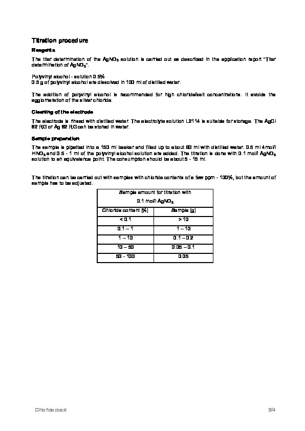 Brochure Note d'application titration des chlorures Xylem analytics