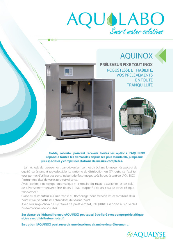 Image du document pdf : Fiche technique Pr&eacute;leveur fixe AQUINOX  