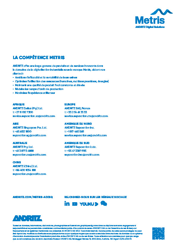 Brochure - Andritz metris addiq argos - Andritz sas - FranceEnvironnement