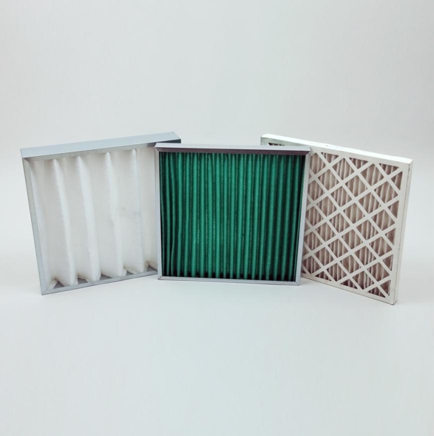 Visuel deCadres acier ou carton avec média plan ou préfiltre plissé Pré-filtration de l'air et poussières