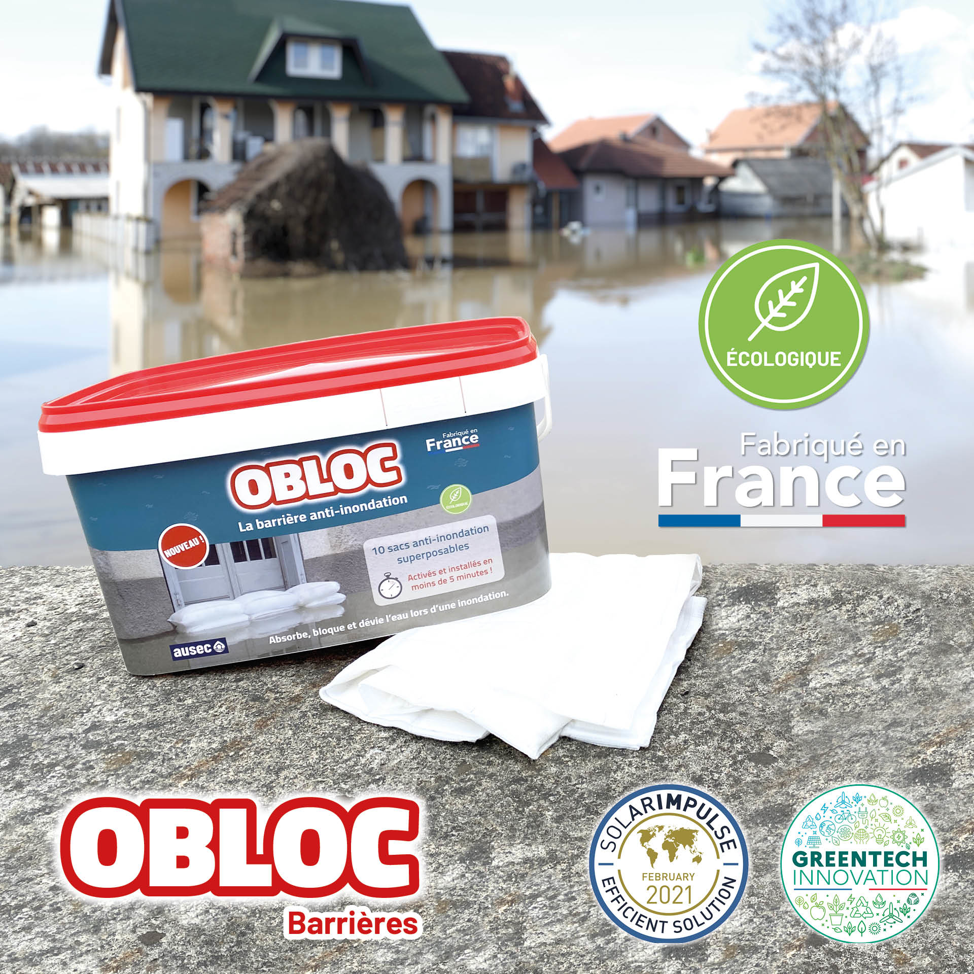 Visuel de 10 sacs anti-inondation OBLOC® Barrière anti-inondation