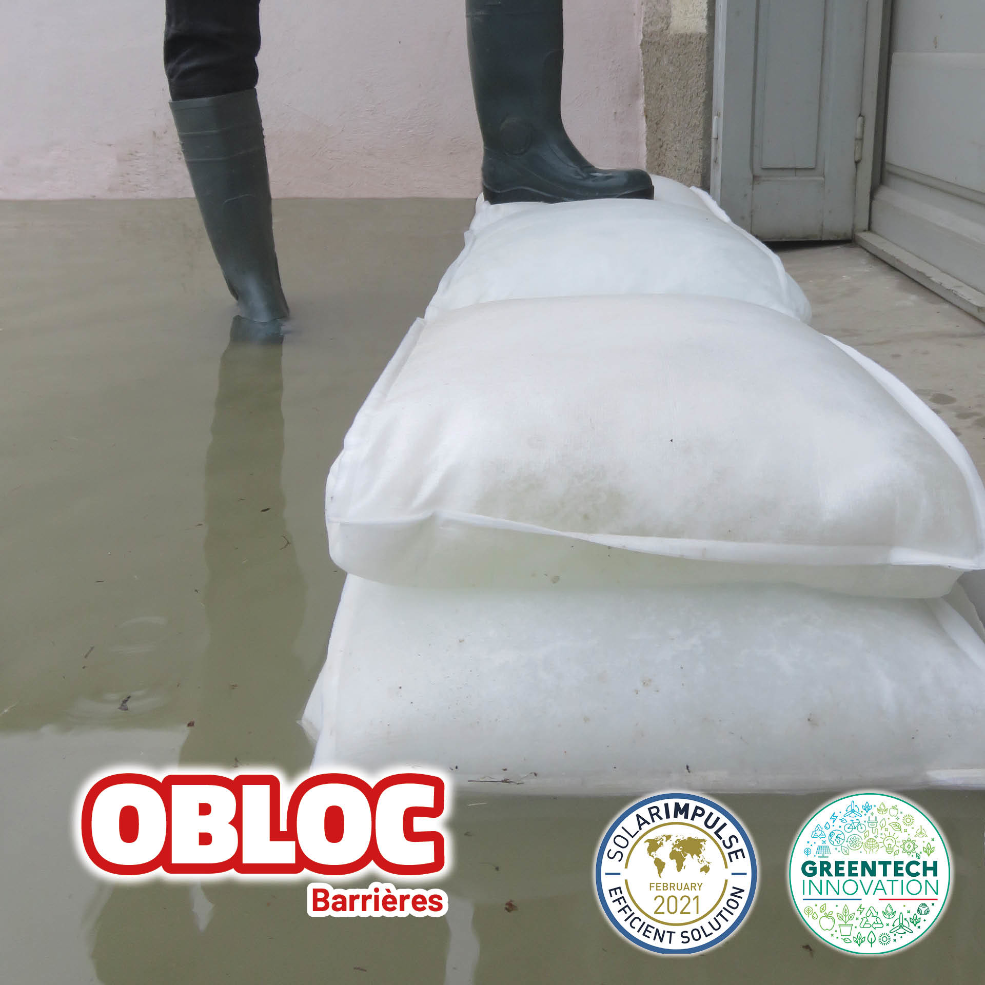 Visuel de 4 sacs anti-inondation OBLOC® Barrières anti-inondation