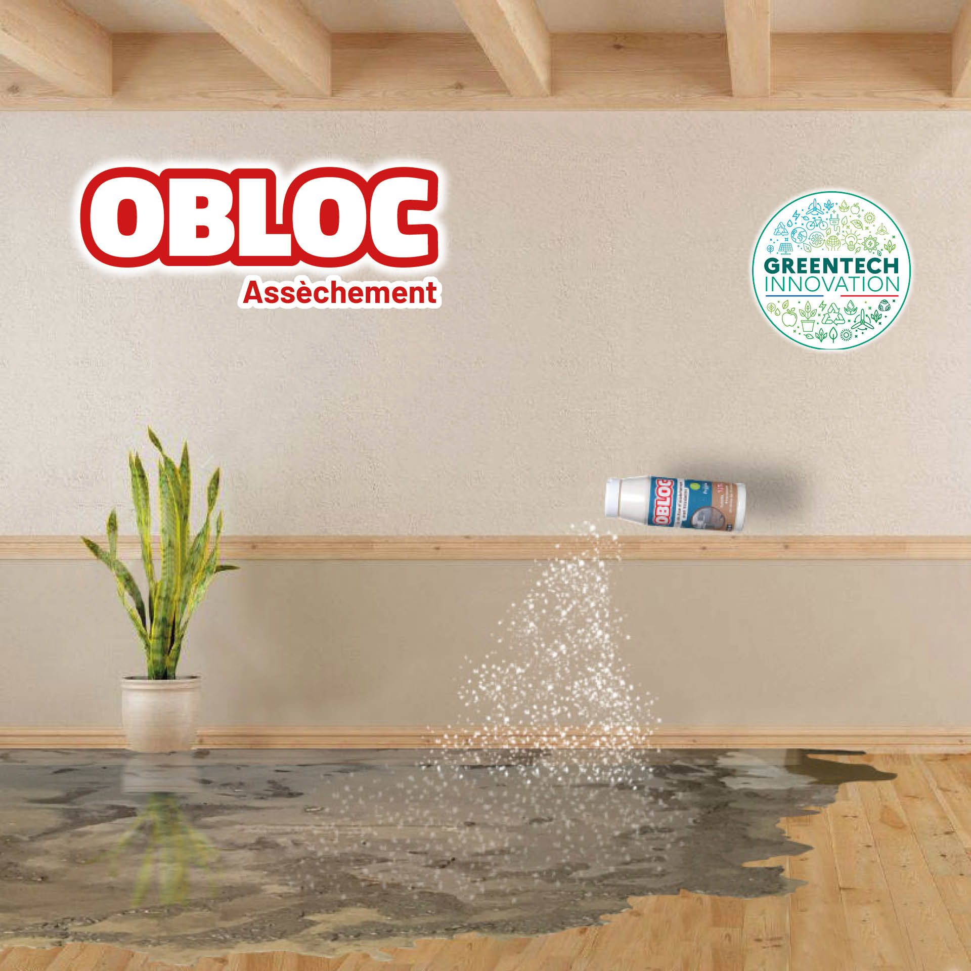 Visuel de Solution d'assèchement post inondation OBLOC® Poudre absorbante solidifiante